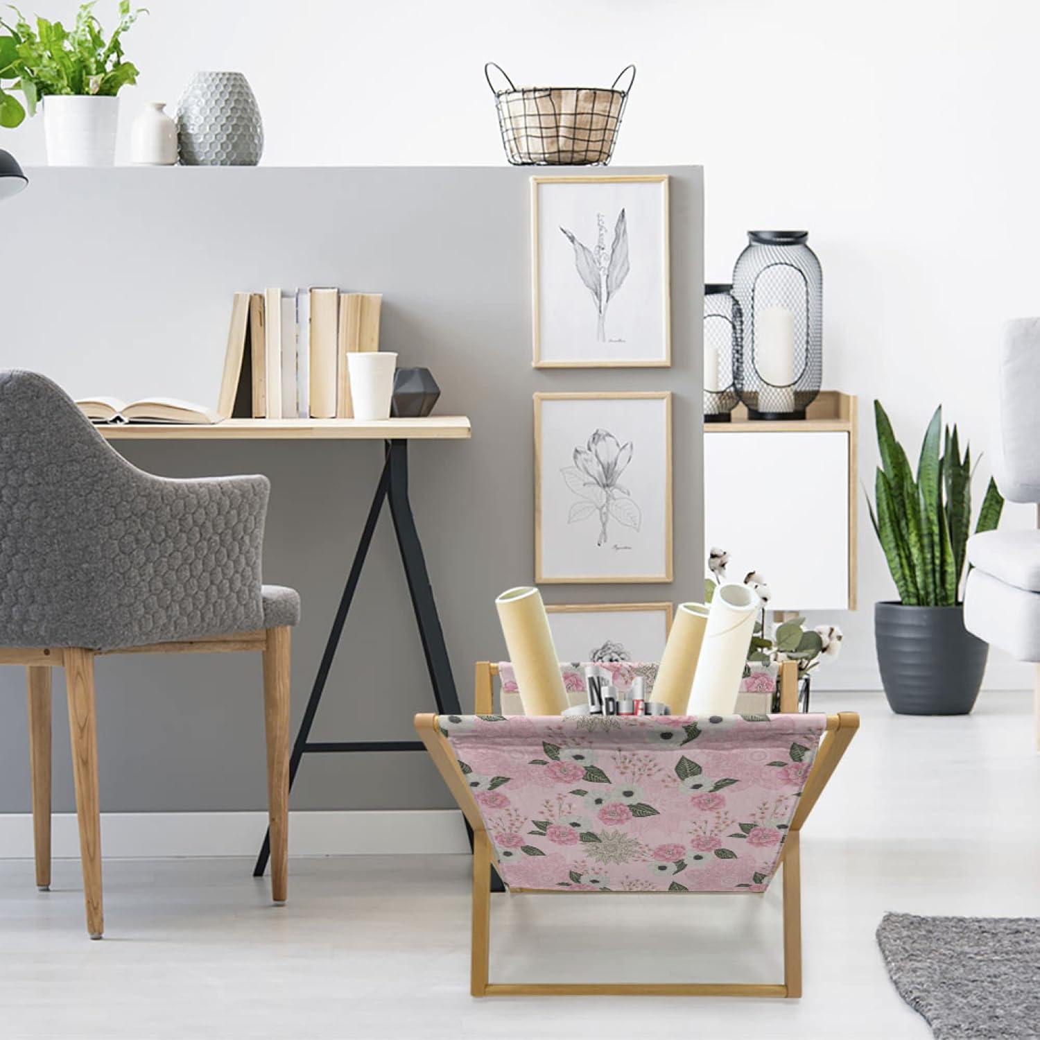 imageAmbesonne Spring Magazine and Book Holder Blossoms Forms Heart Shapes Valentines Day Orderly Repeated Illustration Floor Rack Decor for Interior of Home amp Office 22 x 19 White Pale FuchsiaPale Pink Peacock Green