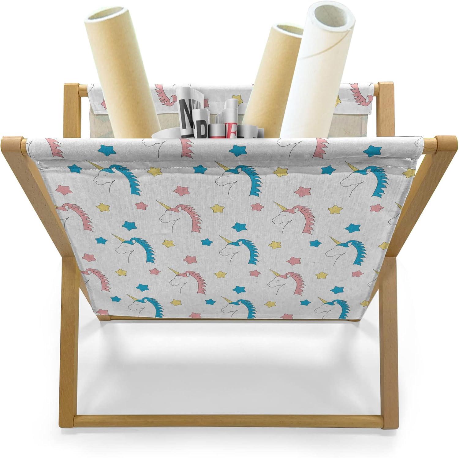 imageAmbesonne Tea Party Magazine and Book Holder Ornate Teacup and Pot with Romantic Roses Birds Valentines Day Themed Image Floor Rack Decor for Interior of Home amp Office 22 x 19 Pale Pink DustBlue Coral Yellow