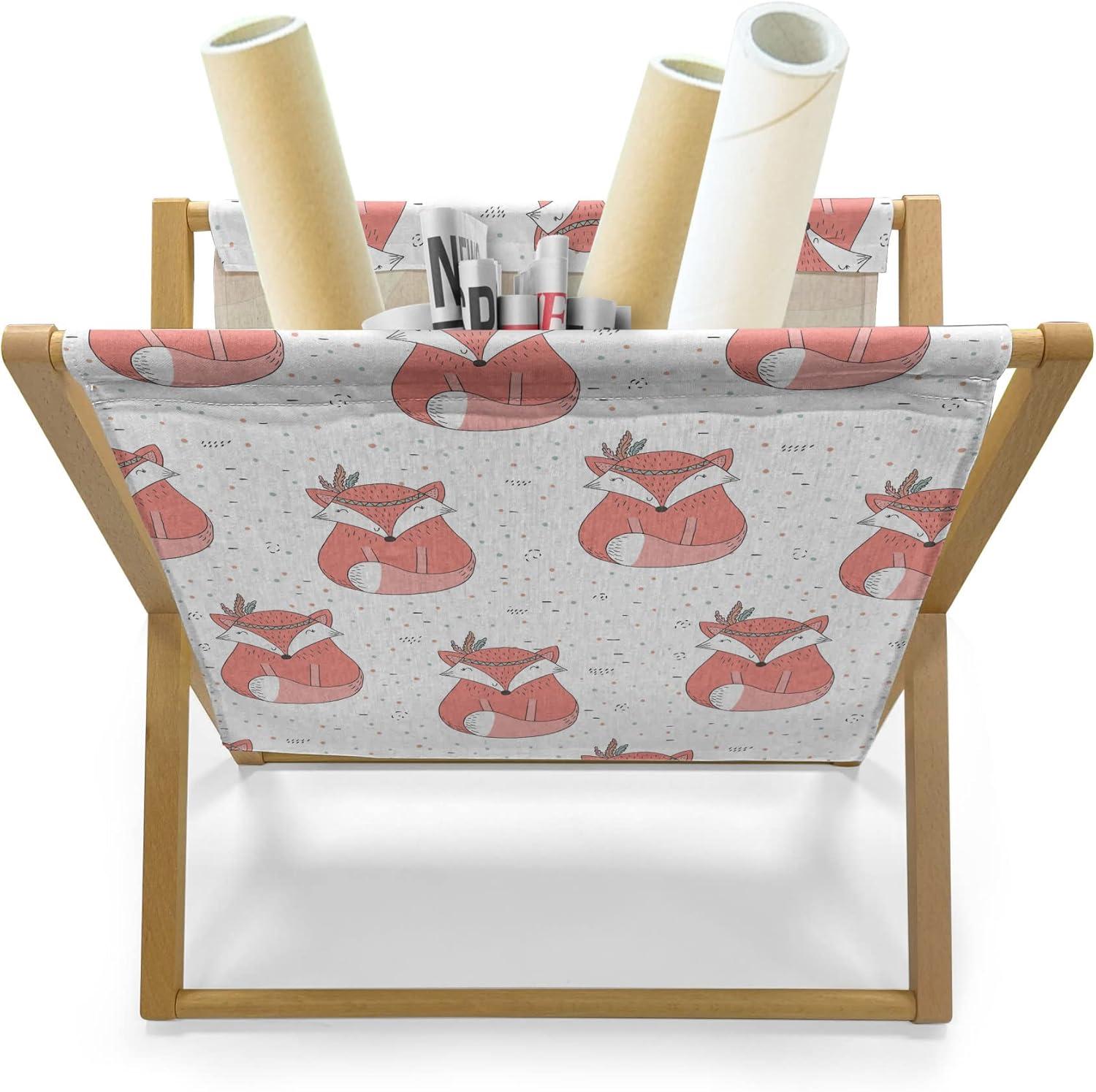 imageAmbesonne Tea Party Magazine and Book Holder Ornate Teacup and Pot with Romantic Roses Birds Valentines Day Themed Image Floor Rack Decor for Interior of Home amp Office 22 x 19 Pale Pink DustCoral Seafoam Black