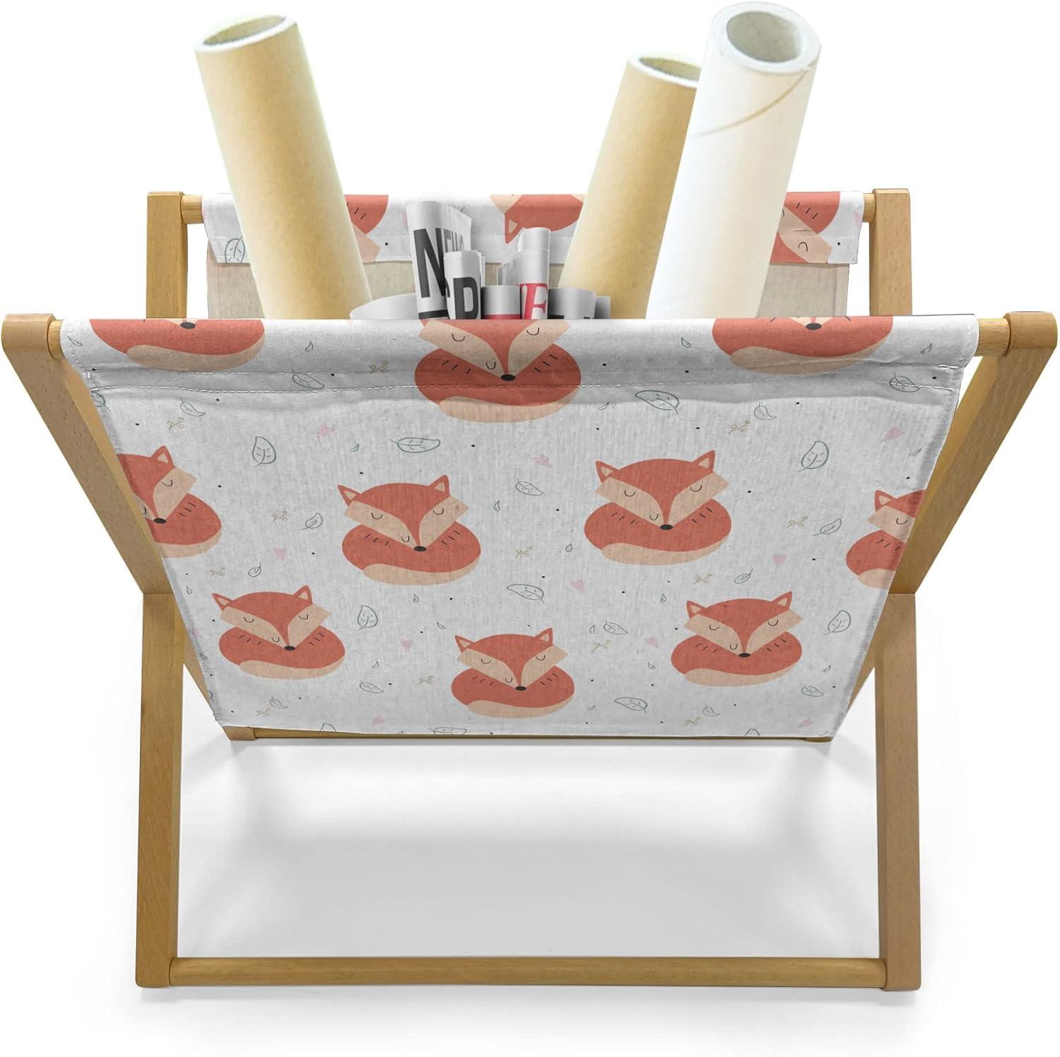 imageAmbesonne Tea Party Magazine and Book Holder Ornate Teacup and Pot with Romantic Roses Birds Valentines Day Themed Image Floor Rack Decor for Interior of Home amp Office 22 x 19 Pale Pink DustCoral Beige