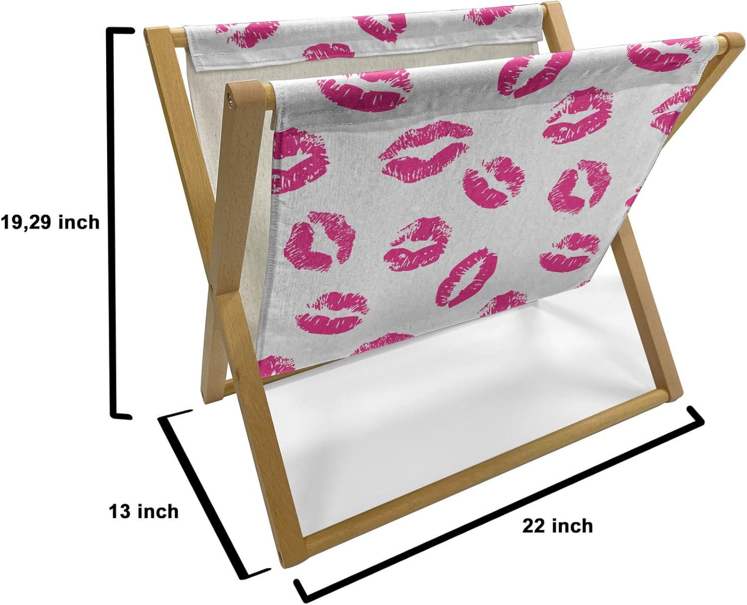 imageAmbesonne Teal Magazine and Book Holder Kittens Pink Hearts Animal Design with Valentines Inspirations Floor Rack Decor for Interior of Home amp Office 22 x 19 Teal Pink Dark BlueFuchsia White
