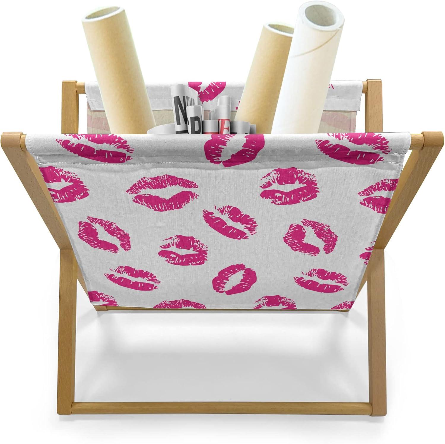 imageAmbesonne Teal Magazine and Book Holder Kittens Pink Hearts Animal Design with Valentines Inspirations Floor Rack Decor for Interior of Home amp Office 22 x 19 Teal Pink Dark BlueFuchsia White