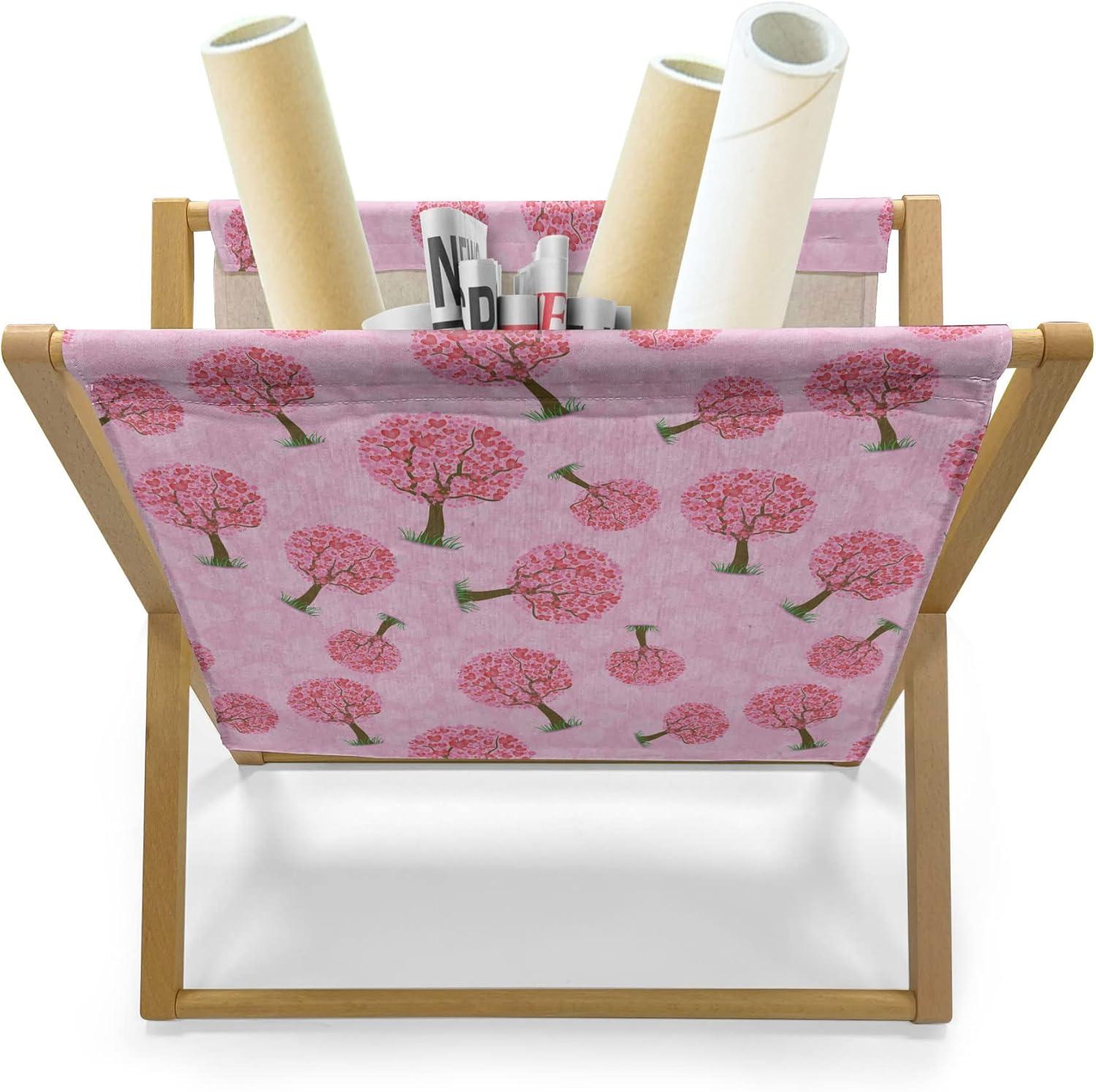 imageAmbesonne Valentines Day Magazine and Book Holder Continuous Pattern of Mini Hearts Romantic Tree Abstract Design Floor Rack Decor for Interior of Home amp Office 22 x 19 Pink and Pastel PinkPink and Pastel Pink