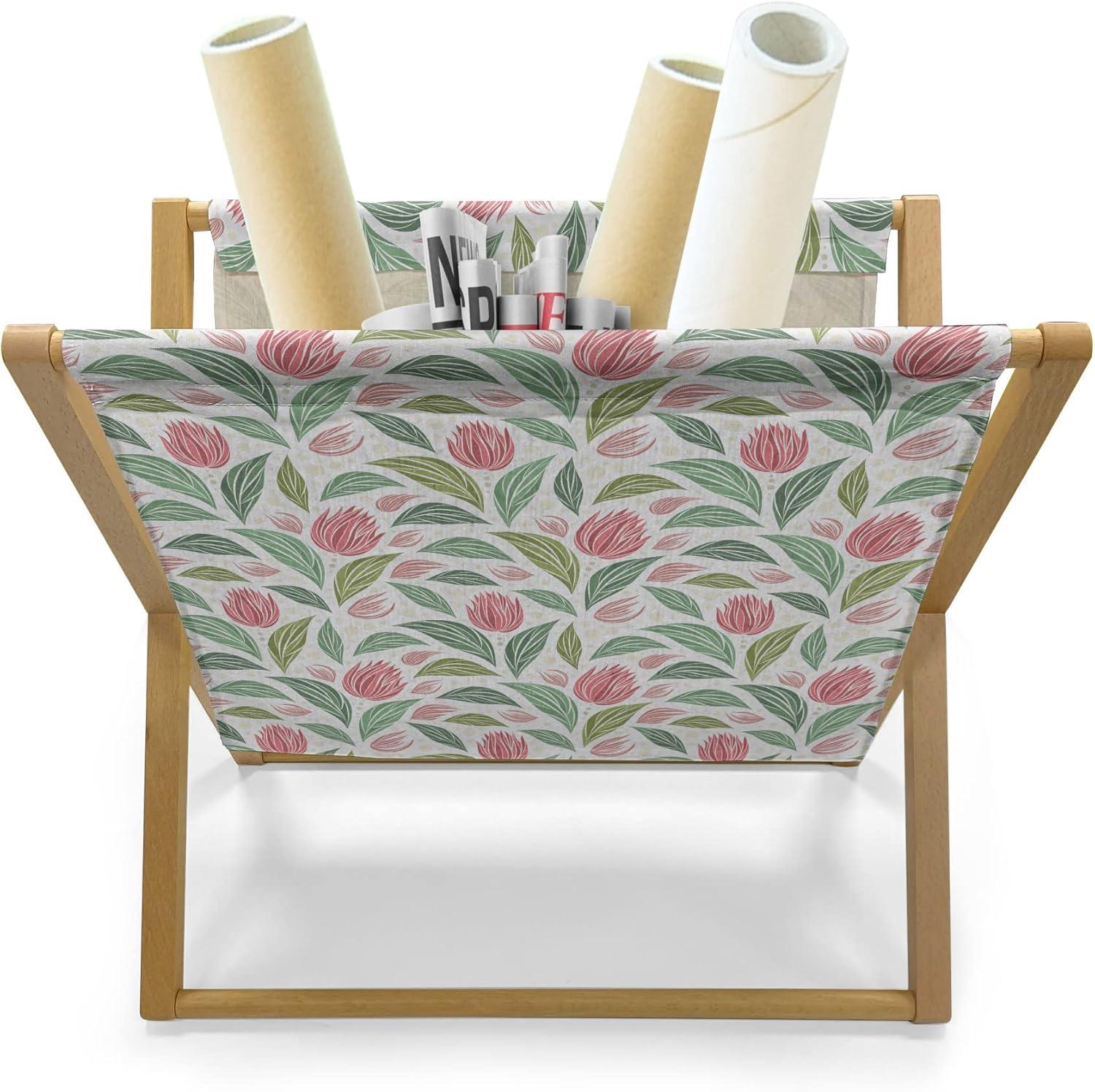 imageAmbesonne Valentines Day Magazine and Book Holder Continuous Pattern of Mini Hearts Romantic Tree Abstract Design Floor Rack Decor for Interior of Home amp Office 22 x 19 Pink and Pastel PinkRuby and Reseda Green