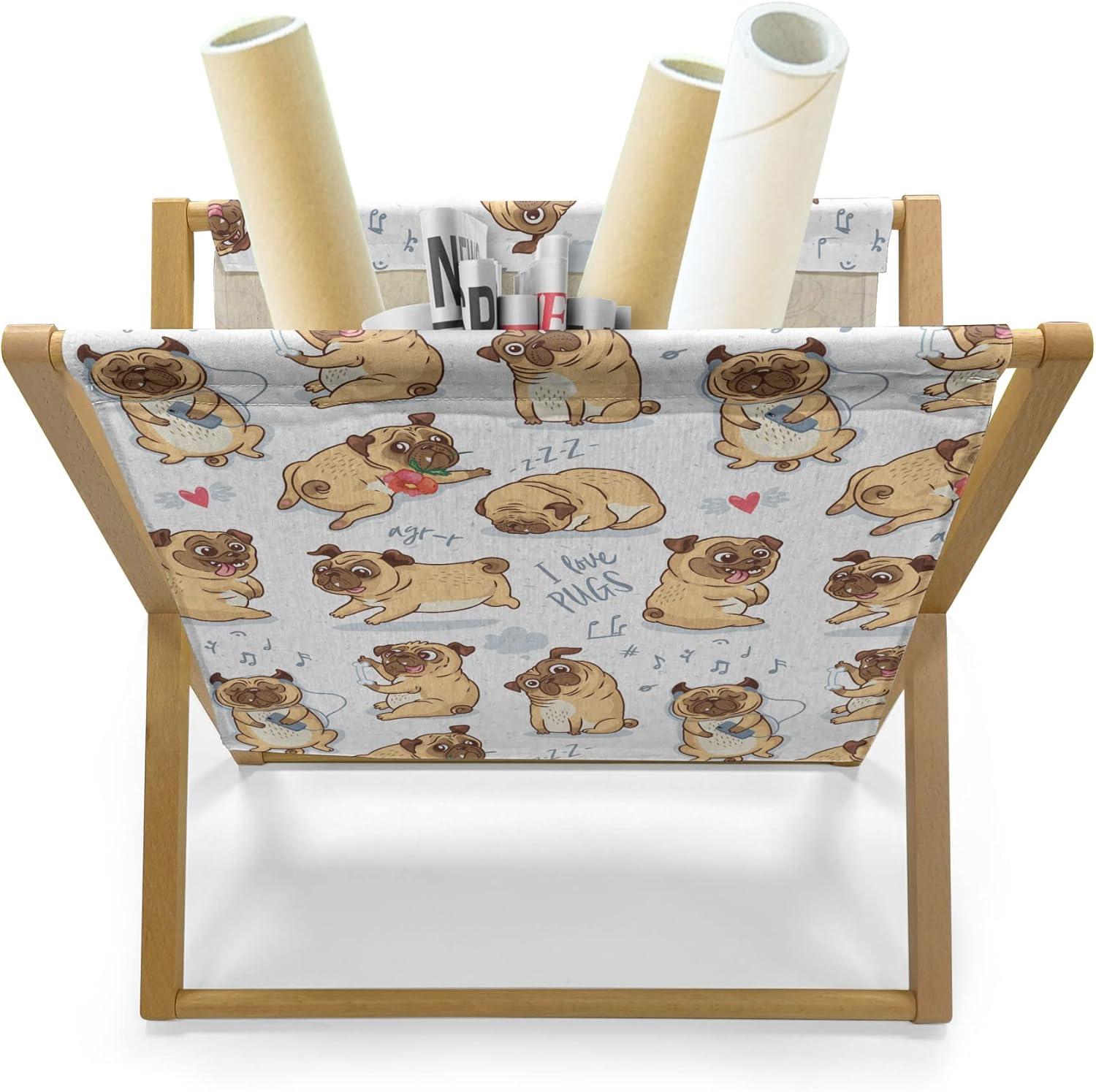 imageAmbesonne Valentines Day Magazine and Book Holder Romantic Pandas Hearts Doodle Love Theme Art Pattern Floor Rack Decor for Interior of Home amp Office 22 x 19 Charcoal Grey Pink and WhitePastel Brown Blue Grey