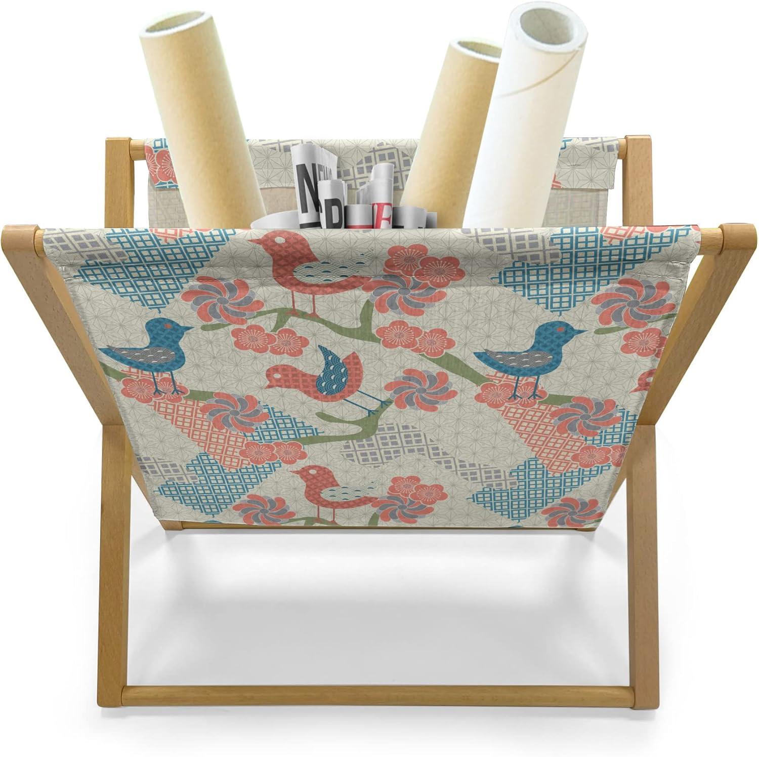 imageAmbesonne Valentines Magazine and Book Holder Doodle Style Abstract Heart Shapes with Love and Affection Theme Floor Rack Decor for Interior of Home amp Office 22 x 19 Beige Dark Coral WhiteSalmon Pale Green Blue
