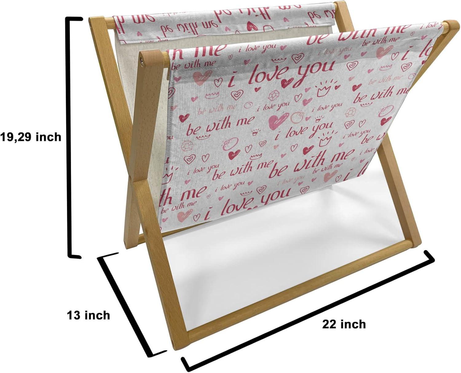 imageAmbesonne Valentines Magazine and Book Holder Doodle Style Abstract Heart Shapes with Love and Affection Theme Floor Rack Decor for Interior of Home amp Office 22 x 19 Beige Dark Coral WhiteMaroon Pink Blush