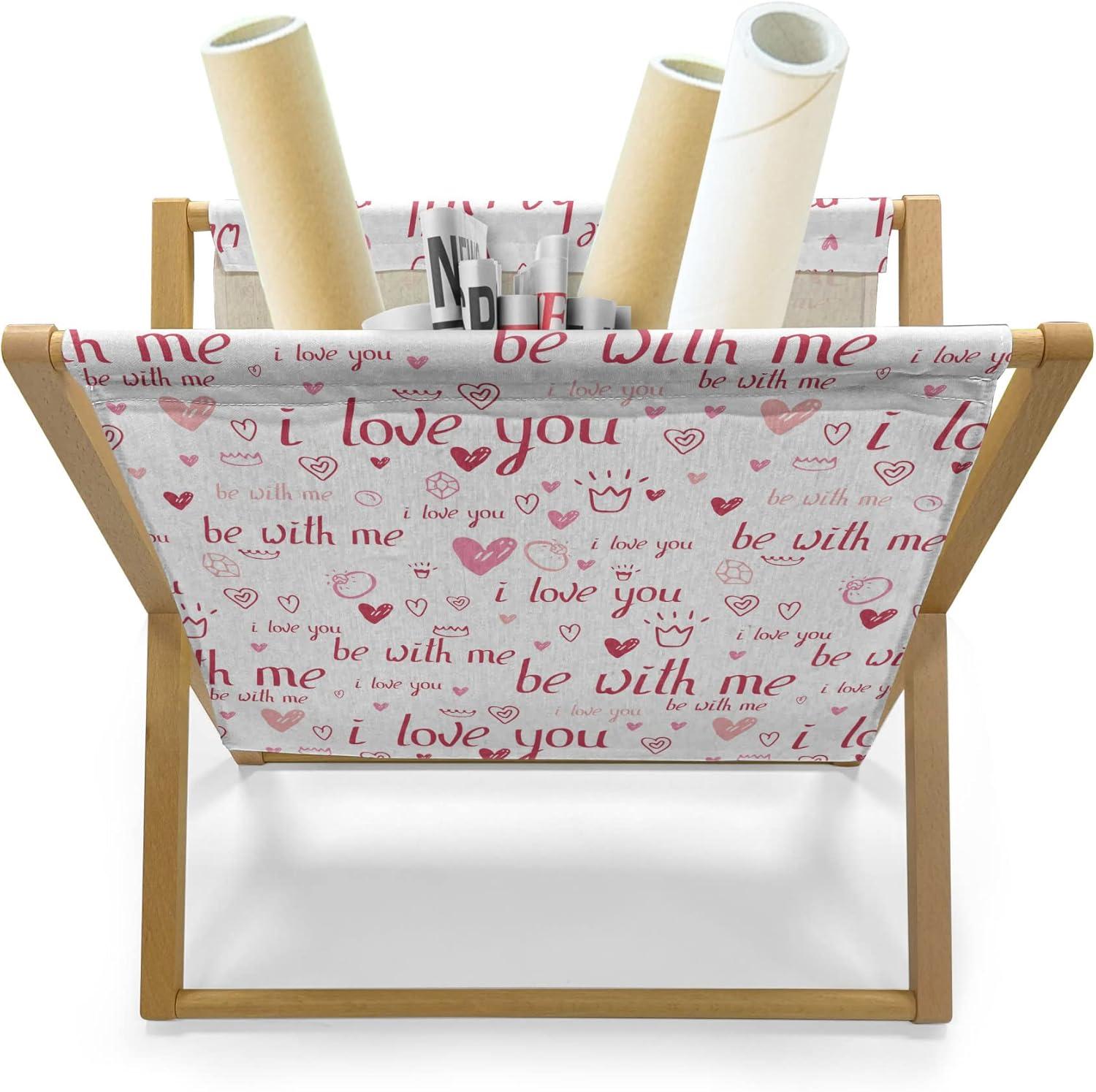 imageAmbesonne Valentines Magazine and Book Holder Doodle Style Abstract Heart Shapes with Love and Affection Theme Floor Rack Decor for Interior of Home amp Office 22 x 19 Beige Dark Coral WhiteMaroon Pink Blush