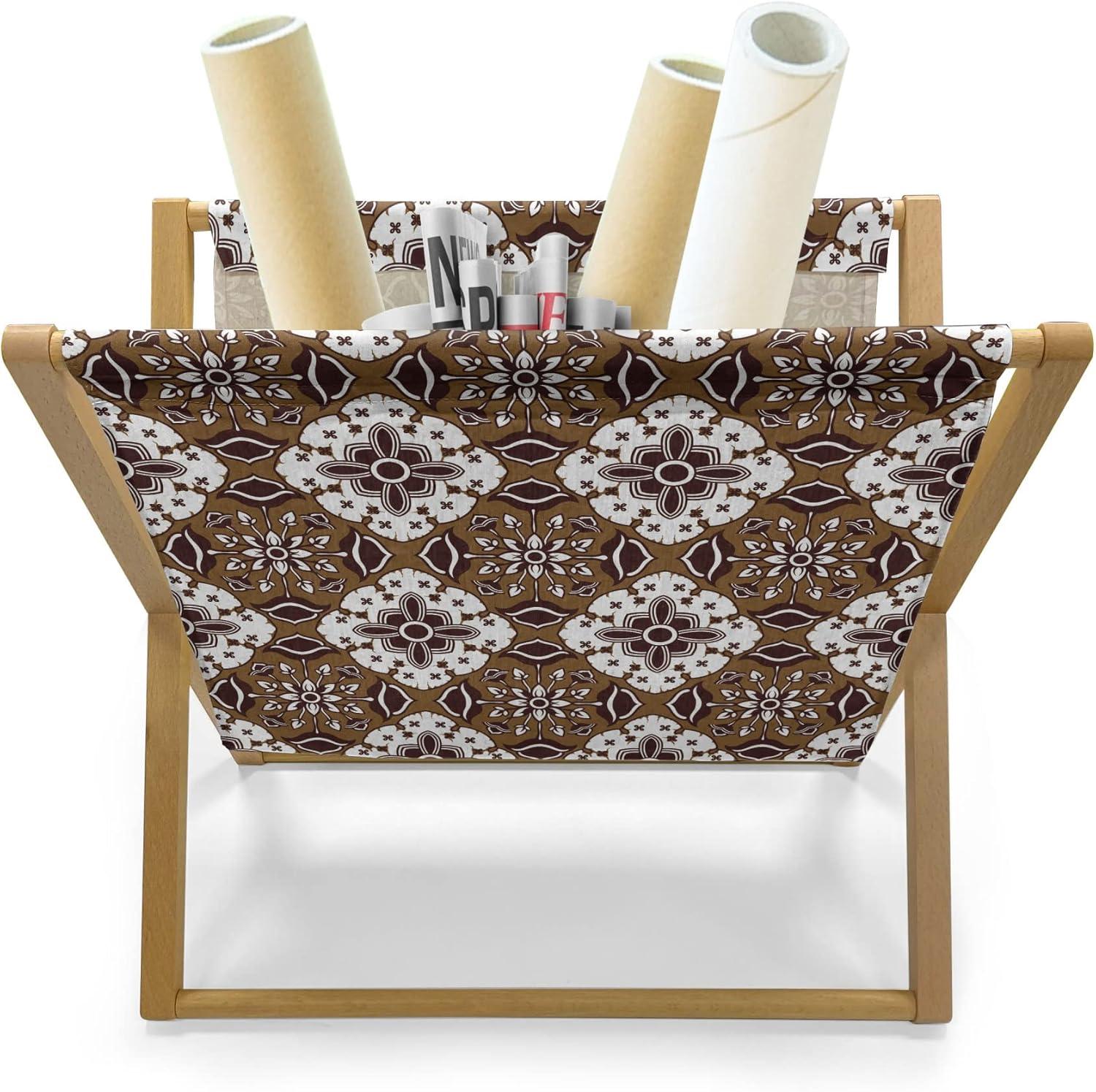imageAmbesonne Valentines Magazine and Book Holder Doodle Style Abstract Heart Shapes with Love and Affection Theme Floor Rack Decor for Interior of Home amp Office 22 x 19 Beige Dark Coral WhiteDark Brown White Brown
