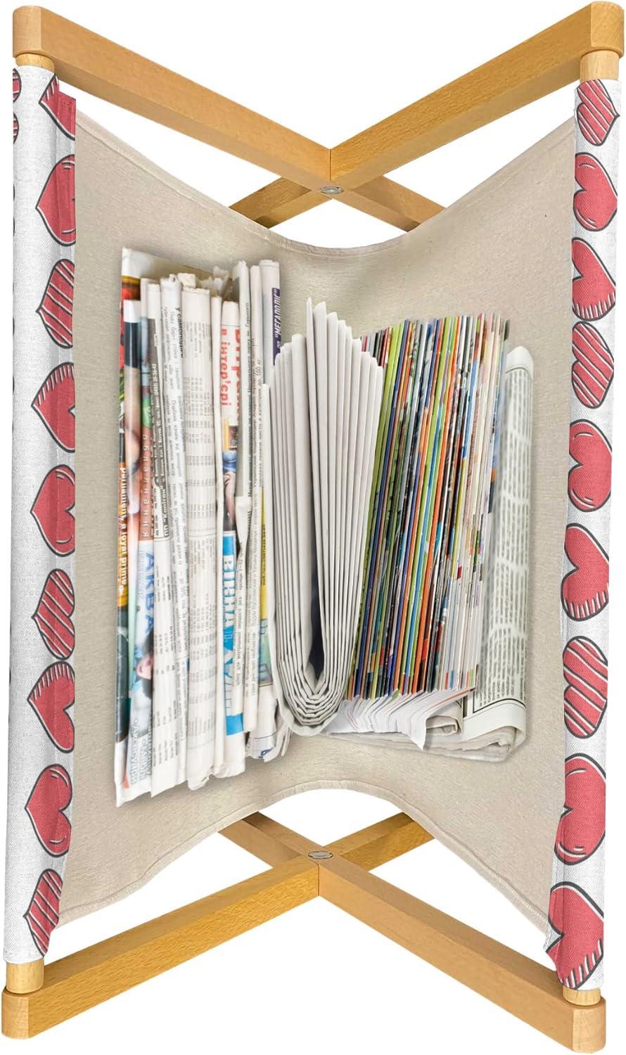 imageAmbesonne Valentines Magazine and Book Holder Doodle Style Abstract Heart Shapes with Love and Affection Theme Floor Rack Decor for Interior of Home amp Office 22 x 19 Beige Dark Coral WhiteCharcoal Grey Coral