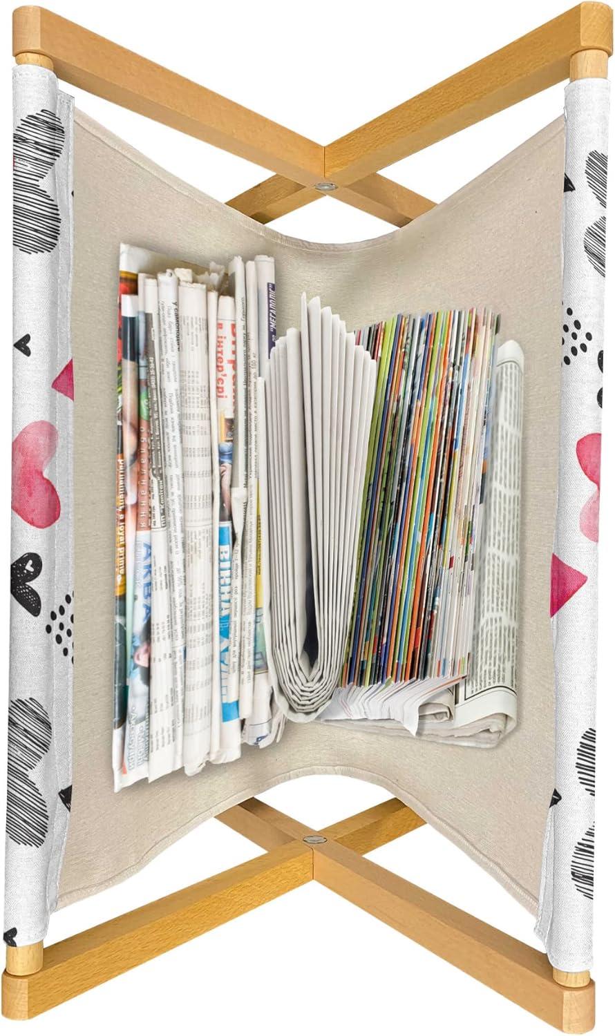 imageAmbesonne Valentines Magazine and Book Holder Doodle Style Abstract Heart Shapes with Love and Affection Theme Floor Rack Decor for Interior of Home amp Office 22 x 19 Beige Dark Coral WhiteBlack Red Pink