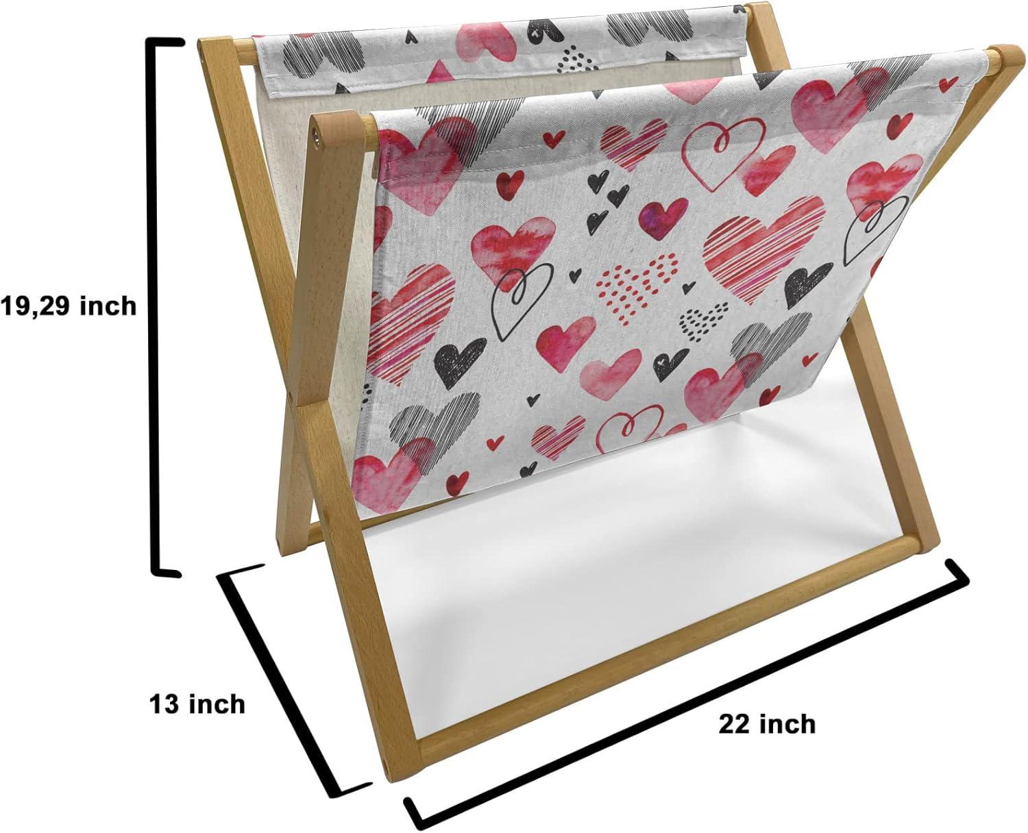 imageAmbesonne Valentines Magazine and Book Holder Doodle Style Abstract Heart Shapes with Love and Affection Theme Floor Rack Decor for Interior of Home amp Office 22 x 19 Beige Dark Coral WhiteBlack Red Pink