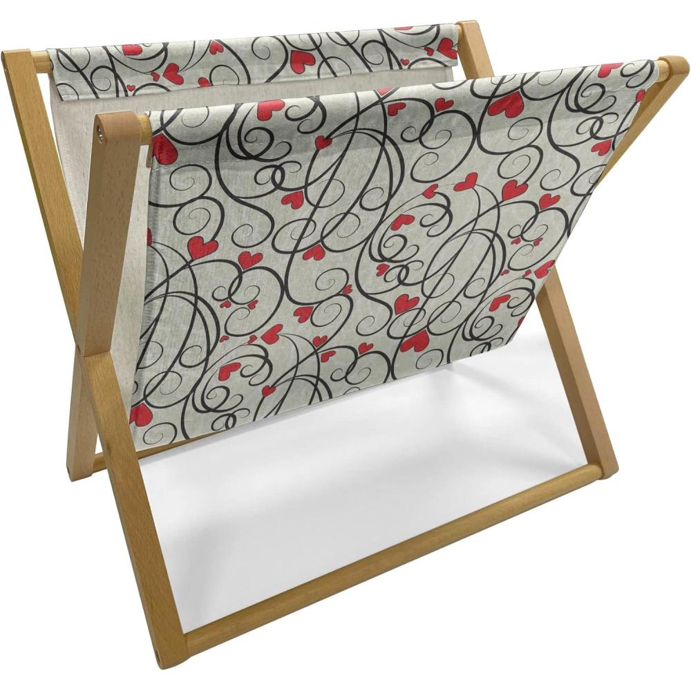 imageAmbesonne Love Magazine and Book Holder Romance for Valentines Day Hearts in Lamp Classic Antique Themed Pattern Floor Rack Decor for Interior of Home amp Office 22 x 19 Vermilion and ScarletEggshell Vermilion Black