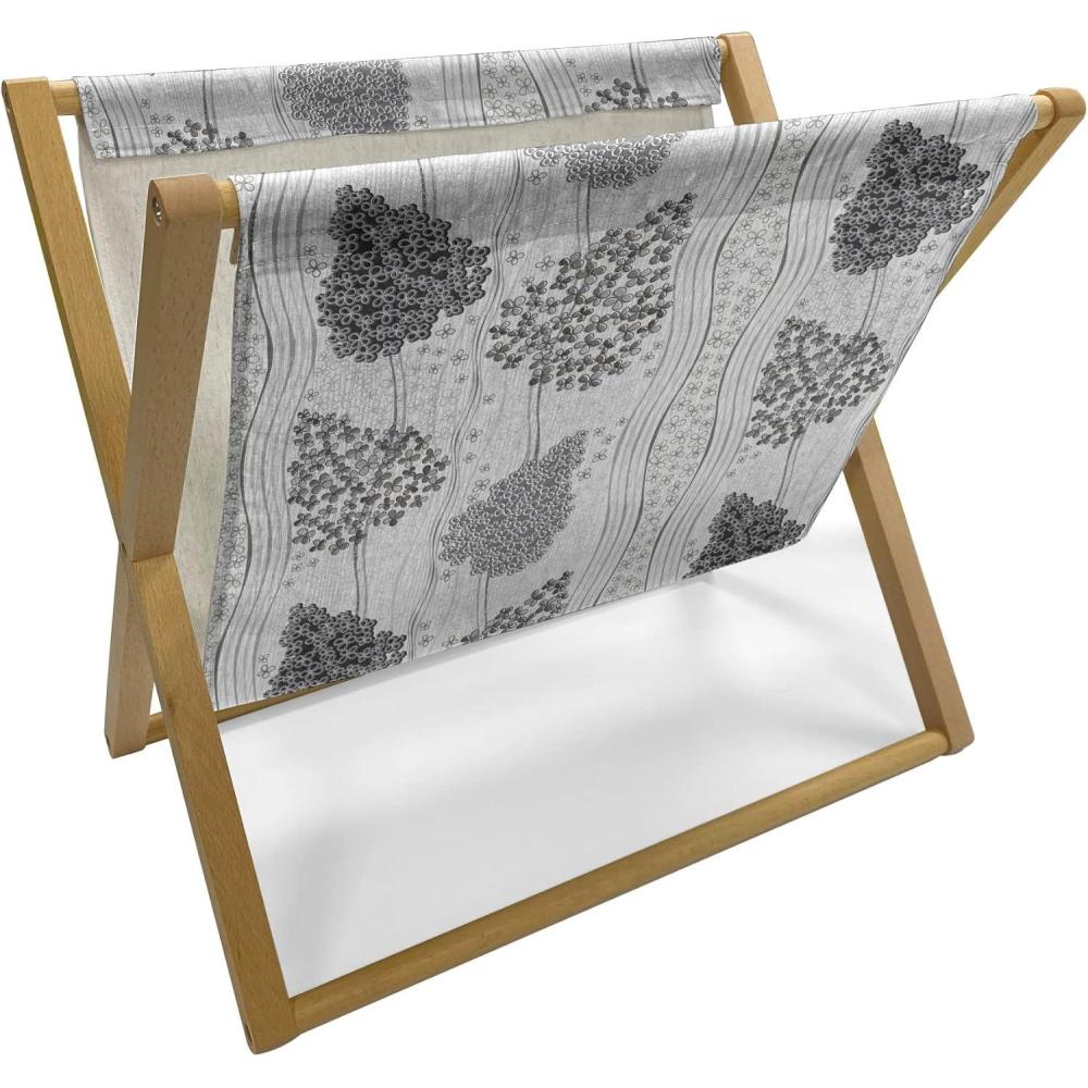 imageAmbesonne Neutral Magazine and Book Holder Valentines Day Theme Hand Drawn Hearts Diagonal Stripes Romantic Love Pattern Floor Rack Decor for Interior of Home amp Office 22 x 19 Pearl and WhitePale Grey Charcoal Grey