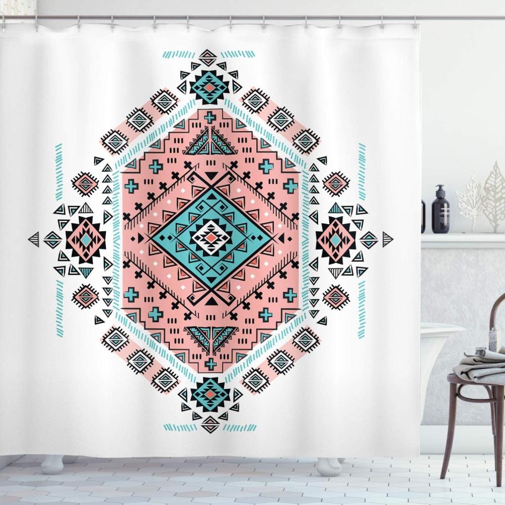 imageAmbesonne Owls Shower Curtain Cartoon Owl and a Butterfly on Floral Background Hello Message Illustration Cloth Fabric Bathroom Decor Set with Hooks 69 W x 70 L Rose Cadet Blue BrownTeal and Coral Pink