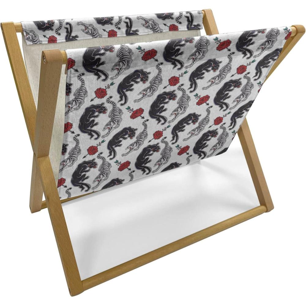 imageAmbesonne Romantic Magazine and Book Holder Wild Cats Passion Theme Lovers Valentines Rose Petals Arrows Eros Floor Rack Decor for Interior of Home amp Office 22 x 19 Vermilion Pale GreyVermilion Pale Grey