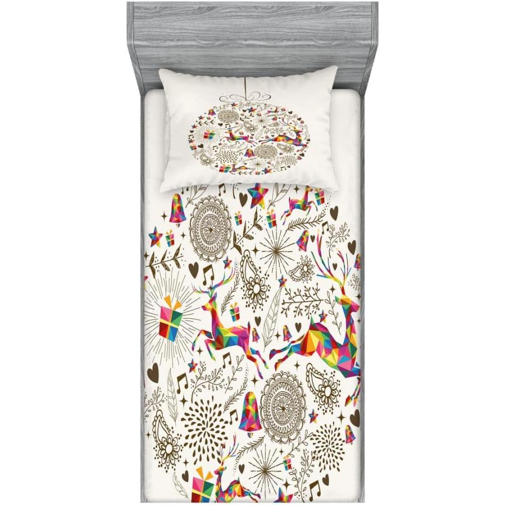 imageAmbesonne Sloth Fitted Sheet amp Pillow Sham Set Cartoon Character Sleeping on Branch Jungle Animal in Night Sky Kids Theme Decorative Printed 2 Piece Bedding Decor Set Twin Plum BrownTaupe Multicolor