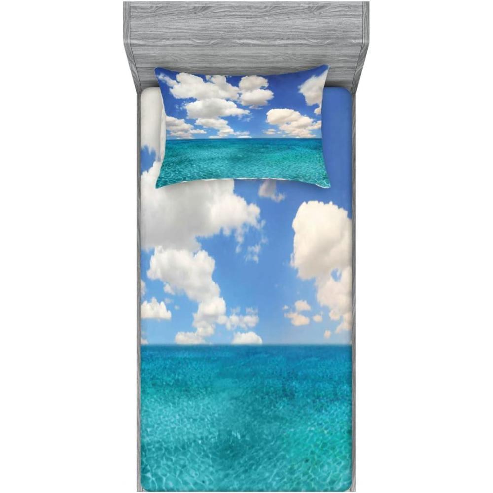 imageAmbesonne Sloth Fitted Sheet amp Pillow Sham Set Cartoon Character Sleeping on Branch Jungle Animal in Night Sky Kids Theme Decorative Printed 2 Piece Bedding Decor Set Twin Plum BrownTurquoise Aqua