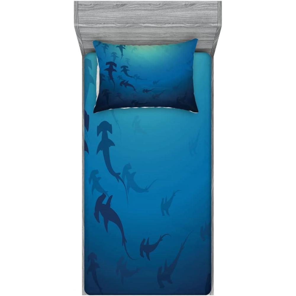 imageAmbesonne Sloth Fitted Sheet amp Pillow Sham Set Cartoon Character Sleeping on Branch Jungle Animal in Night Sky Kids Theme Decorative Printed 2 Piece Bedding Decor Set Twin Plum BrownBlue Ocean