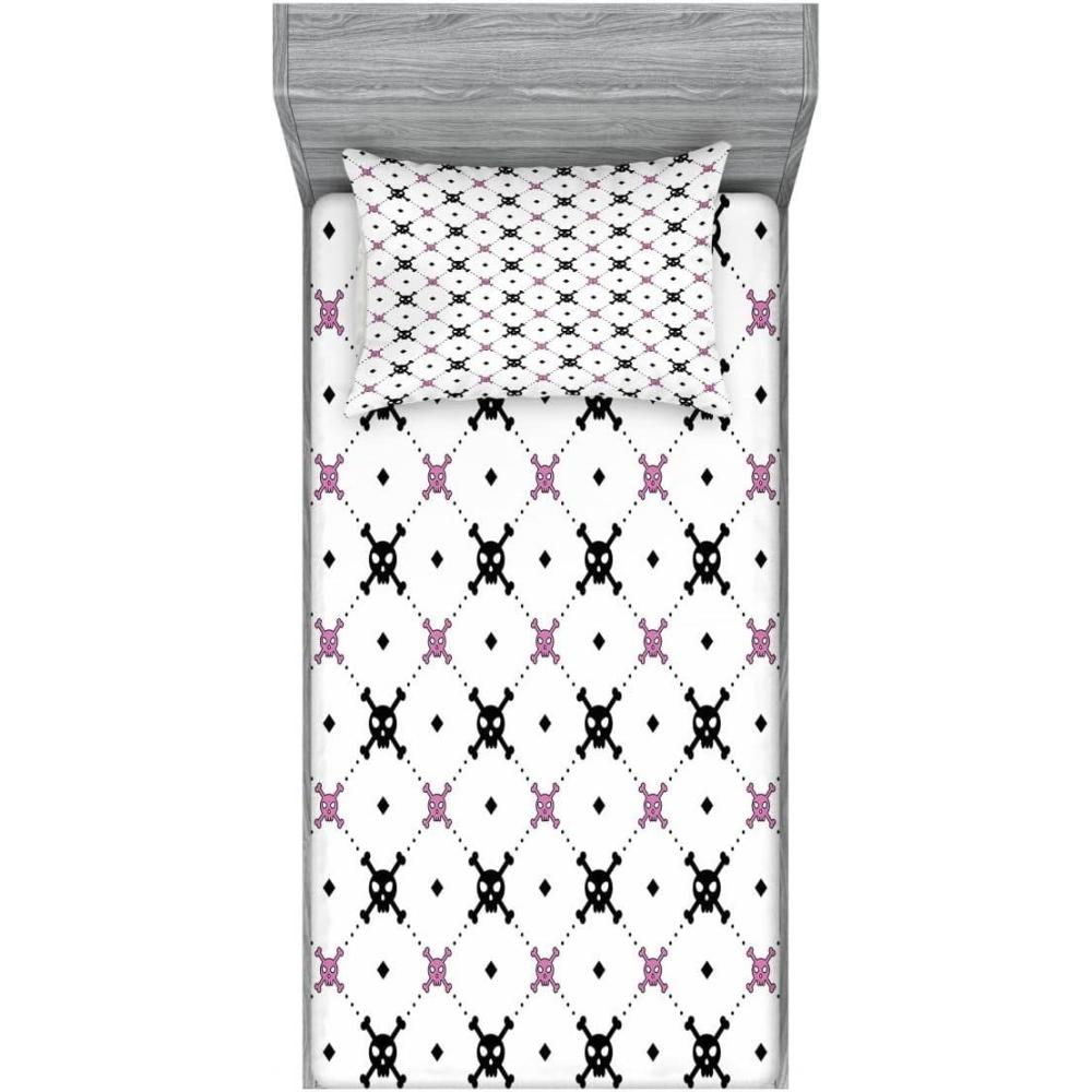 imageAmbesonne Sloth Fitted Sheet amp Pillow Sham Set Cartoon Character Sleeping on Branch Jungle Animal in Night Sky Kids Theme Decorative Printed 2 Piece Bedding Decor Set Twin Plum BrownPink White