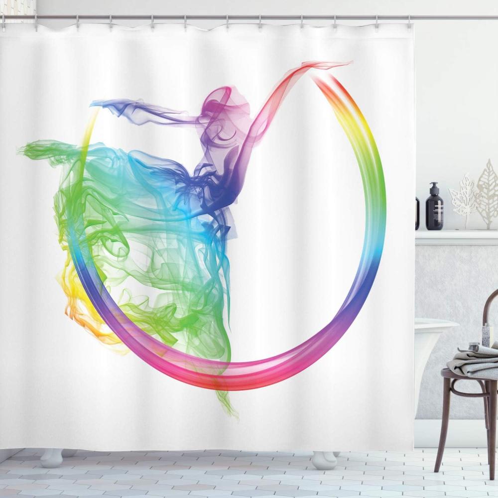 imageAmbesonne Sports Shower Curtain Cartoon Soccer Balls Showing Various Expressions Bored Laughing Happy Smiley Cloth Fabric Bathroom Decor Set with Hooks 69 W x 75 L White BlackAqua Yellow