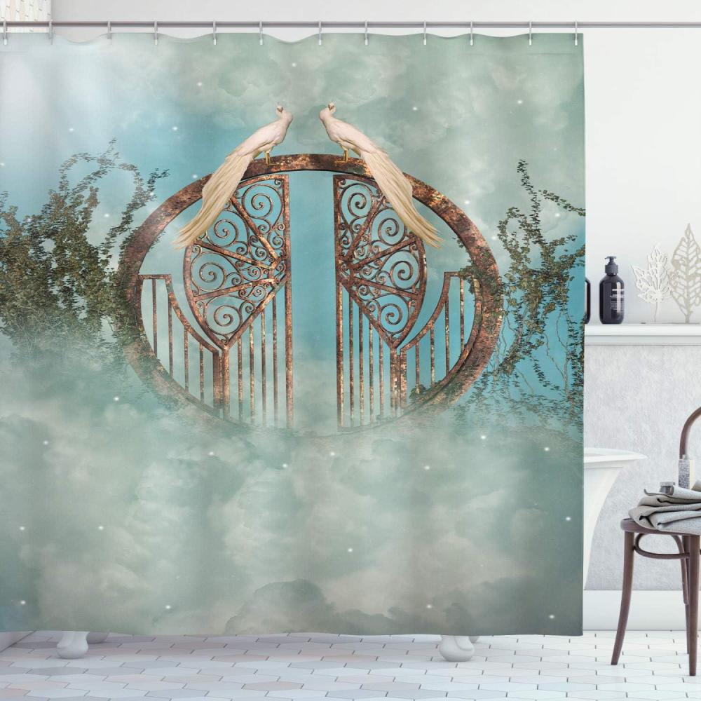 imageAmbesonne Sports Shower Curtain Cartoon Soccer Balls Showing Various Expressions Bored Laughing Happy Smiley Cloth Fabric Bathroom Decor Set with Hooks 69 W x 75 L White BlackTurquoise Aqua