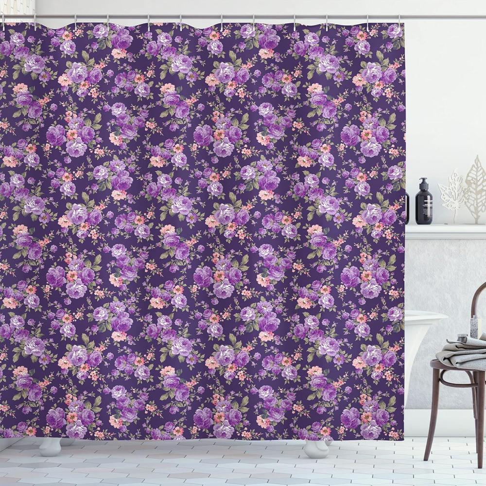 imageAmbesonne Sports Shower Curtain Cartoon Soccer Balls Showing Various Expressions Bored Laughing Happy Smiley Cloth Fabric Bathroom Decor Set with Hooks 69 W x 75 L White BlackPurple Peach