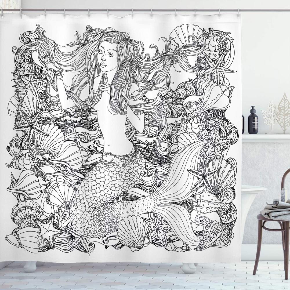 imageAmbesonne Sports Shower Curtain Cartoon Soccer Balls Showing Various Expressions Bored Laughing Happy Smiley Cloth Fabric Bathroom Decor Set with Hooks 69 W x 75 L White BlackWhite and Black