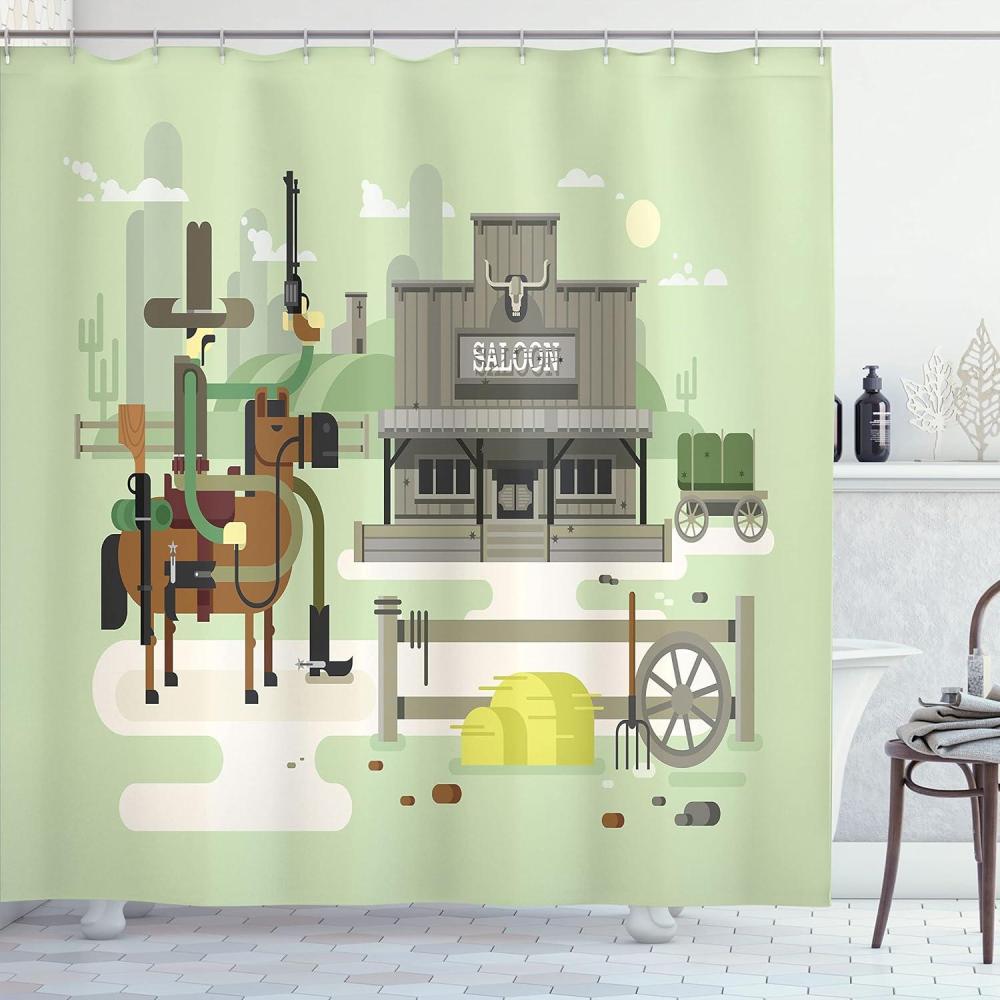 imageAmbesonne Sports Shower Curtain Cartoon Soccer Balls Showing Various Expressions Bored Laughing Happy Smiley Cloth Fabric Bathroom Decor Set with Hooks 69 W x 75 L White BlackGreen Brown Pale Green