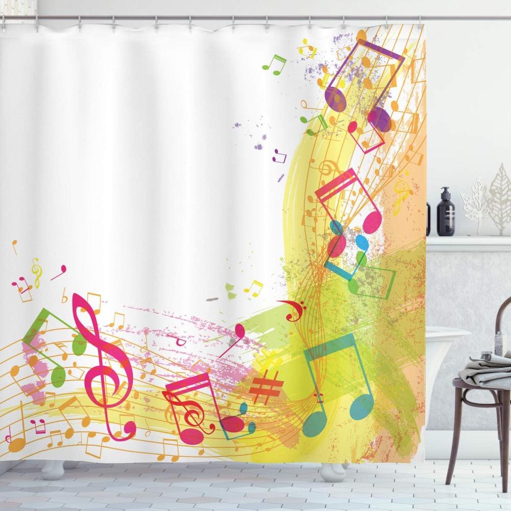 imageAmbesonne Sports Shower Curtain Cartoon Soccer Balls Showing Various Expressions Bored Laughing Happy Smiley Cloth Fabric Bathroom Decor Set with Hooks 69 W x 75 L White BlackPale Yellow