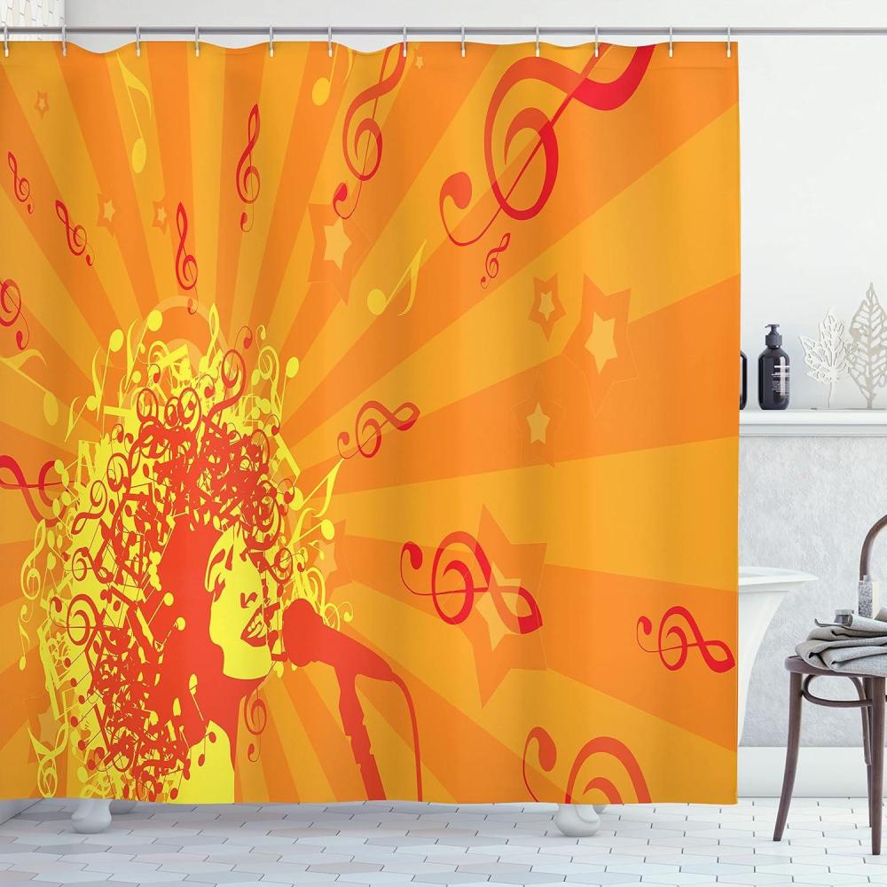 imageAmbesonne Sports Shower Curtain Cartoon Soccer Balls Showing Various Expressions Bored Laughing Happy Smiley Cloth Fabric Bathroom Decor Set with Hooks 69 W x 75 L White BlackOrange Yellow
