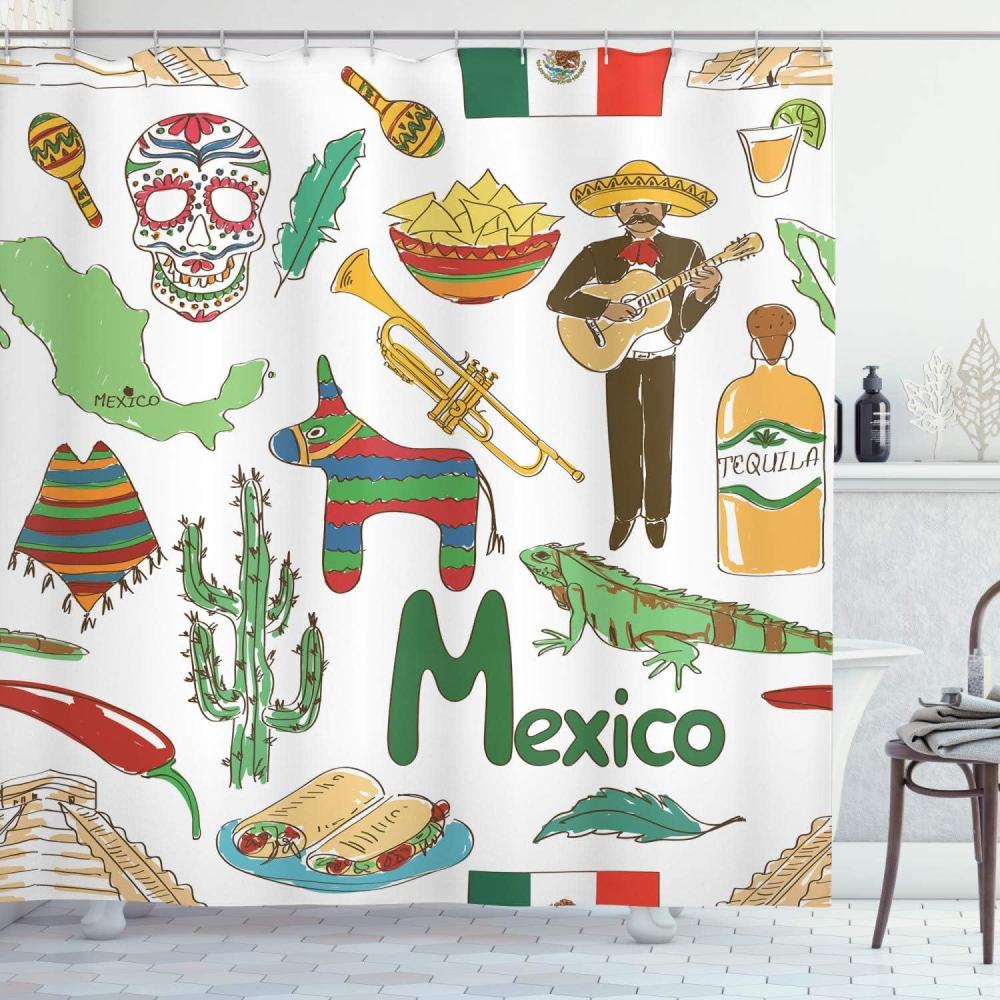imageAmbesonne Sports Shower Curtain Cartoon Soccer Balls Showing Various Expressions Bored Laughing Happy Smiley Cloth Fabric Bathroom Decor Set with Hooks 69 W x 75 L White BlackOlive Mustard