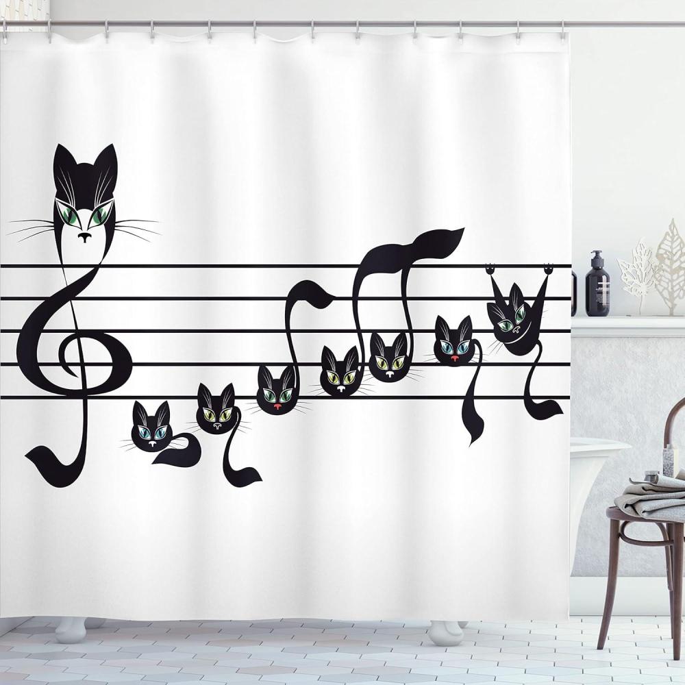 imageAmbesonne Sports Shower Curtain Cartoon Soccer Balls Showing Various Expressions Bored Laughing Happy Smiley Cloth Fabric Bathroom Decor Set with Hooks 69 W x 75 L White BlackCream and Black
