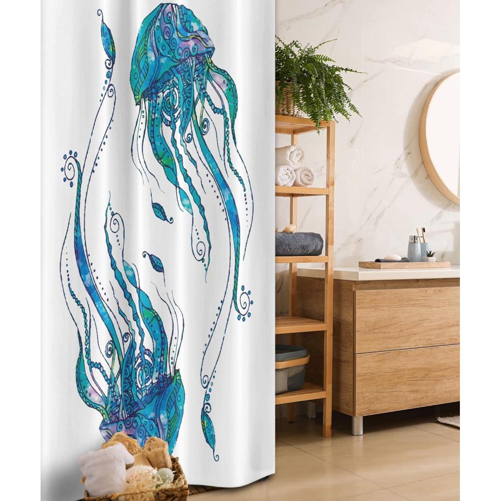 imageAmbesonne Sports Shower Curtain Cartoon Soccer Balls Showing Various Expressions Bored Laughing Happy Smiley Cloth Fabric Bathroom Decor Set with Hooks 69 W x 75 L White BlackTurquoise