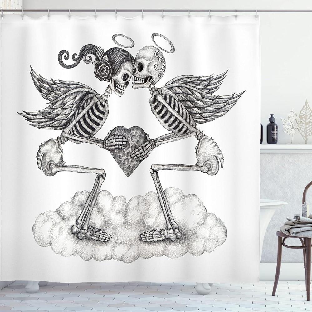 imageAmbesonne Sports Shower Curtain Cartoon Soccer Balls Showing Various Expressions Bored Laughing Happy Smiley Cloth Fabric Bathroom Decor Set with Hooks 69 W x 75 L White BlackBlack White