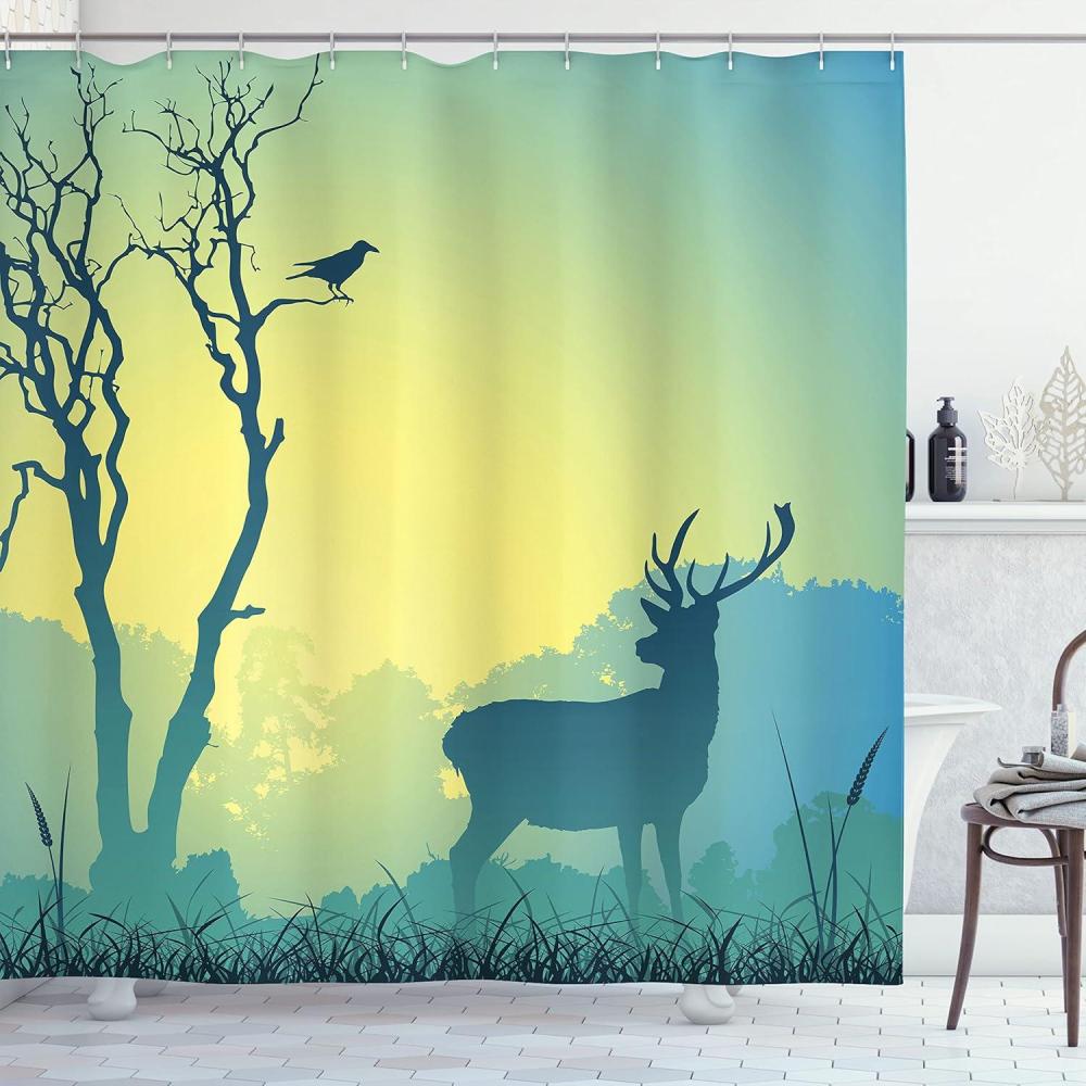 imageAmbesonne Sports Shower Curtain Cartoon Soccer Balls Showing Various Expressions Bored Laughing Happy Smiley Cloth Fabric Bathroom Decor Set with Hooks 69 W x 75 L White BlackPale Green Blue