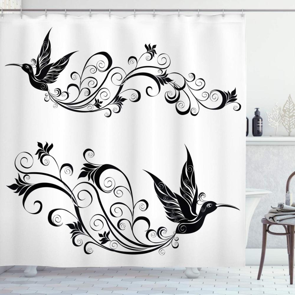 imageAmbesonne Sports Shower Curtain Cartoon Soccer Balls Showing Various Expressions Bored Laughing Happy Smiley Cloth Fabric Bathroom Decor Set with Hooks 69 W x 75 L White BlackBlack and White