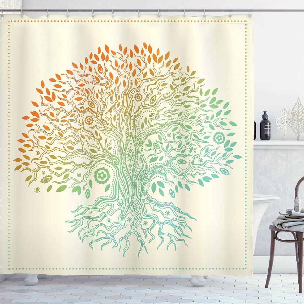 imageAmbesonne Sports Shower Curtain Cartoon Soccer Balls Showing Various Expressions Bored Laughing Happy Smiley Cloth Fabric Bathroom Decor Set with Hooks 69 W x 75 L White BlackSeafoam Orange