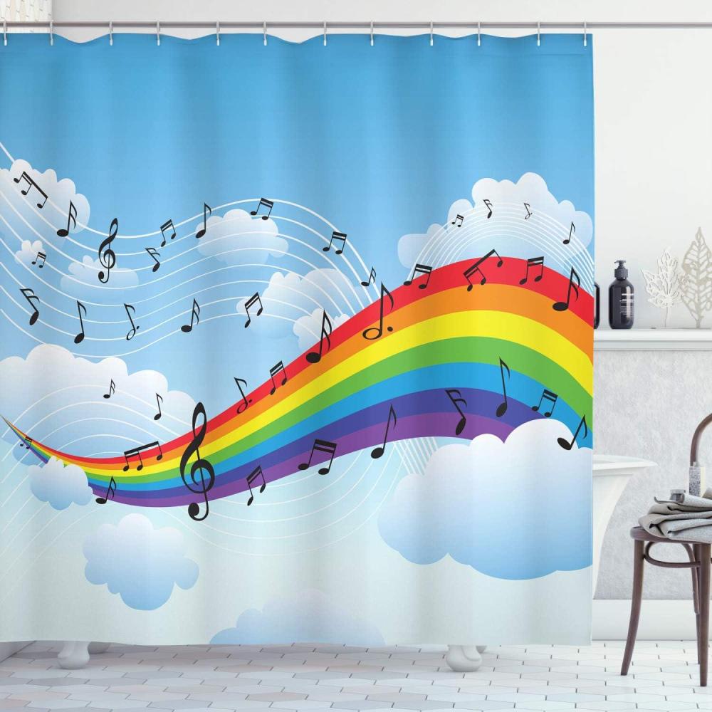 imageAmbesonne Sports Shower Curtain Cartoon Soccer Balls Showing Various Expressions Bored Laughing Happy Smiley Cloth Fabric Bathroom Decor Set with Hooks 69 W x 75 L White BlackAzure Blue