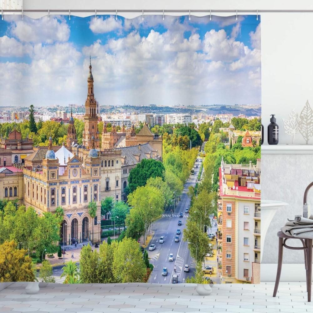 imageAmbesonne Sports Shower Curtain Cartoon Soccer Balls Showing Various Expressions Bored Laughing Happy Smiley Cloth Fabric Bathroom Decor Set with Hooks 69 W x 75 L White BlackCream White