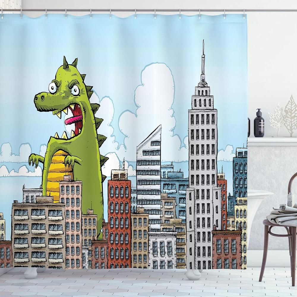 imageAmbesonne Sports Shower Curtain Cartoon Soccer Balls Showing Various Expressions Bored Laughing Happy Smiley Cloth Fabric Bathroom Decor Set with Hooks 69 W x 75 L White BlackPale Blue