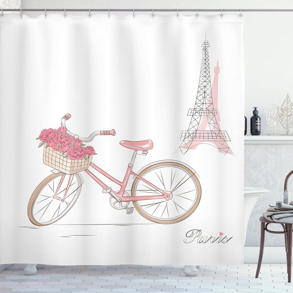 imageAmbesonne Sports Shower Curtain Cartoon Soccer Balls Showing Various Expressions Bored Laughing Happy Smiley Cloth Fabric Bathroom Decor Set with Hooks 69 W x 75 L White BlackPink White