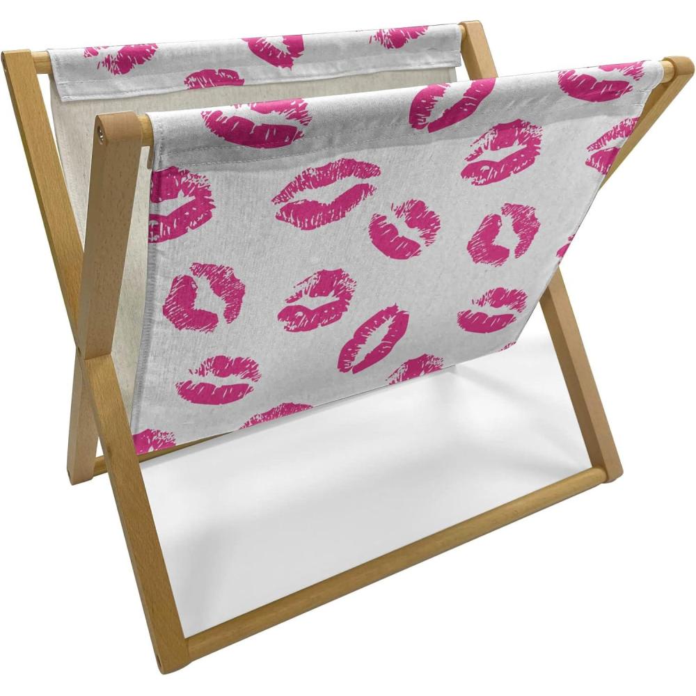 imageAmbesonne Teal Magazine and Book Holder Kittens Pink Hearts Animal Design with Valentines Inspirations Floor Rack Decor for Interior of Home amp Office 22 x 19 Teal Pink Dark BlueFuchsia White