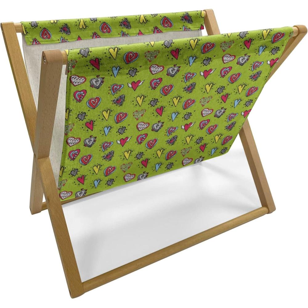 imageAmbesonne Teal Magazine and Book Holder Kittens Pink Hearts Animal Design with Valentines Inspirations Floor Rack Decor for Interior of Home amp Office 22 x 19 Teal Pink Dark BlueAvocado Green and Red