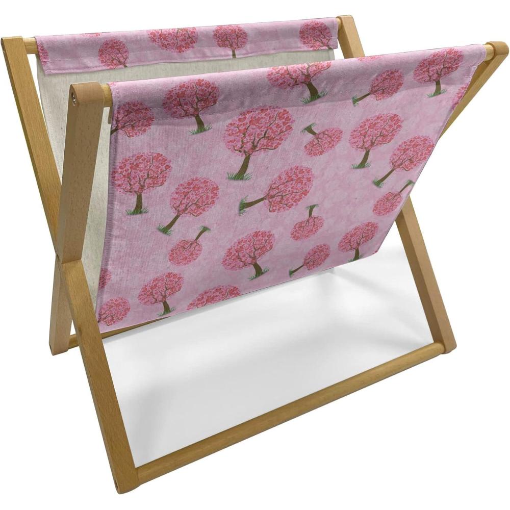 imageAmbesonne Valentines Day Magazine and Book Holder Continuous Pattern of Mini Hearts Romantic Tree Abstract Design Floor Rack Decor for Interior of Home amp Office 22 x 19 Pink and Pastel PinkPink and Pastel Pink