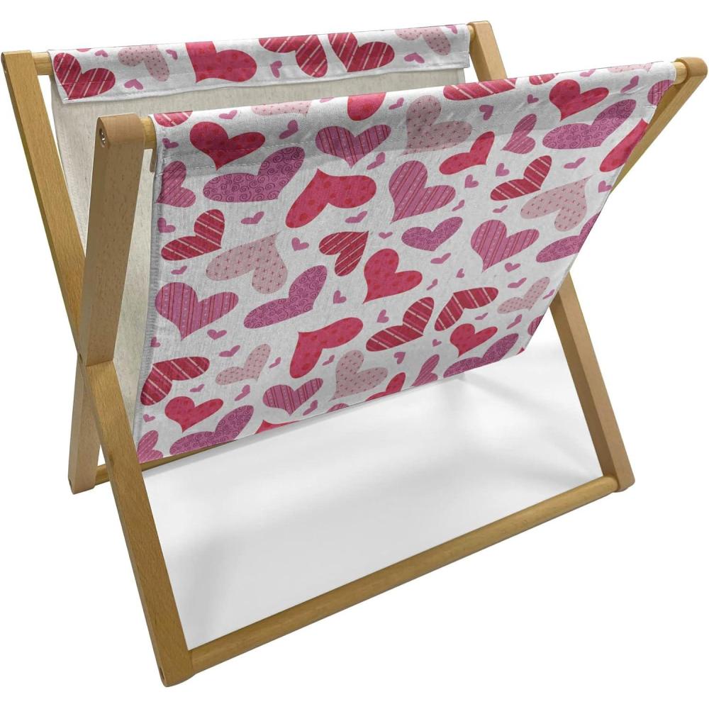 imageAmbesonne Valentines Magazine and Book Holder Doodle Style Abstract Heart Shapes with Love and Affection Theme Floor Rack Decor for Interior of Home amp Office 22 x 19 Beige Dark Coral WhitePink Ruby Dried Rose