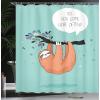 Ambesonne Animal Shower Curtain, Cartoon Design Print Sloth a Flirty Words So You Come Here Often Color Image, Cloth Fabric Bathroom Decor Set with Hooks, 69″ W x 75″ L, Seafoam Multicolor