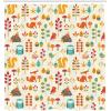 Ambesonne Cartoon Shower Curtain, Autumn Pattern Owl Fox Squirrel Birds Animal Leaves Print, Cloth Fabric Bathroom Decor Set with Hooks, 69″ W x 75″ L, Cream Multicolor