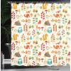 Ambesonne Cartoon Shower Curtain, Autumn Pattern Owl Fox Squirrel Birds Animal Leaves Print, Cloth Fabric Bathroom Decor Set with Hooks, 69″ W x 75″ L, Cream Multicolor
