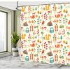 Ambesonne Cartoon Shower Curtain, Autumn Pattern Owl Fox Squirrel Birds Animal Leaves Print, Cloth Fabric Bathroom Decor Set with Hooks, 69″ W x 75″ L, Cream Multicolor